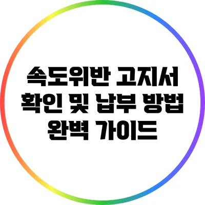 속도위반 고지서 확인 및 납부 방법 완벽 가이드