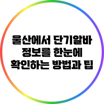 울산에서 단기알바 정보를 한눈에 확인하는 방법과 팁
