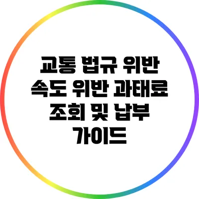 교통 법규 위반: 속도 위반 과태료 조회 및 납부 가이드
