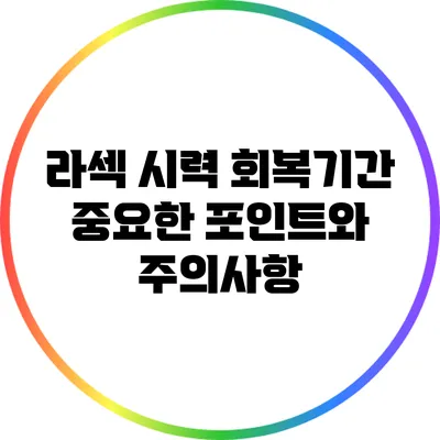 라섹 시력 회복기간: 중요한 포인트와 주의사항
