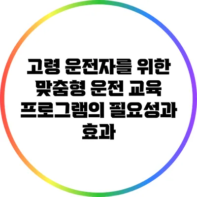고령 운전자를 위한 맞춤형 운전 교육 프로그램의 필요성과 효과