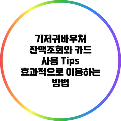 기저귀바우처 잔액조회와 카드 사용 Tips: 효과적으로 이용하는 방법