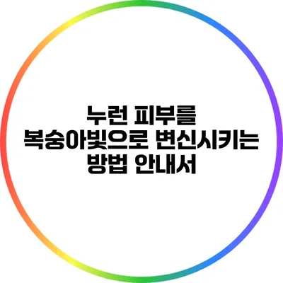 누런 피부를 복숭아빛으로 변신시키는 방법 안내서