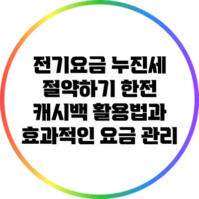 전기요금 누진세 절약하기: 한전 캐시백 활용법과 효과적인 요금 관리