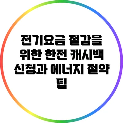 전기요금 절감을 위한 한전 캐시백 신청과 에너지 절약 팁