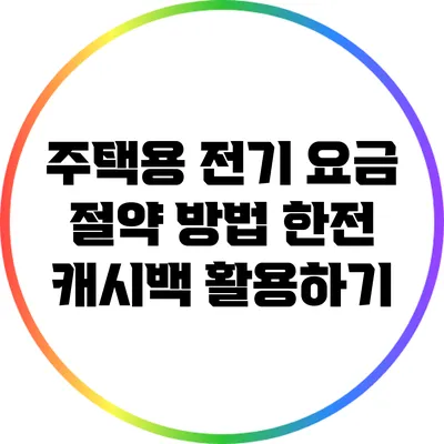 주택용 전기 요금 절약 방법: 한전 캐시백 활용하기