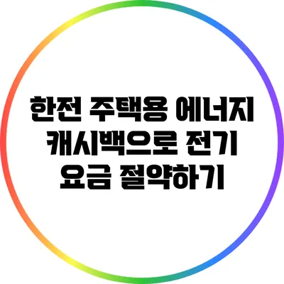 한전 주택용 에너지 캐시백으로 전기 요금 절약하기