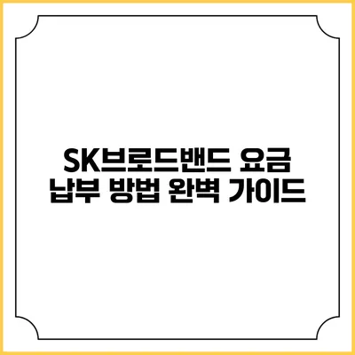 SK브로드밴드 요금 납부 방법 완벽 가이드