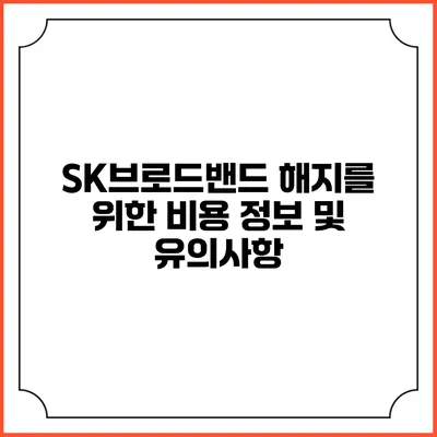 SK브로드밴드 해지를 위한 비용 정보 및 유의사항