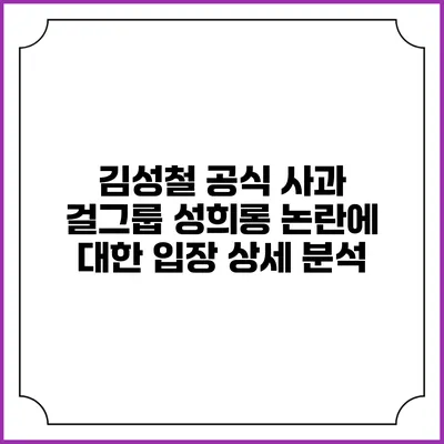 김성철 공식 사과: 걸그룹 성희롱 논란에 대한 입장 상세 분석