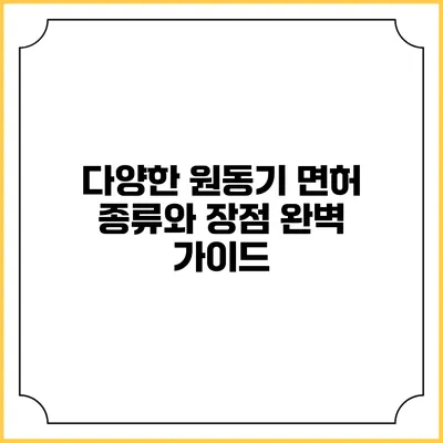 다양한 원동기 면허 종류와 장점 완벽 가이드