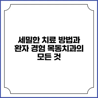세밀한 치료 방법과 환자 경험: 목동치과의 모든 것