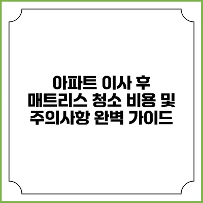 아파트 이사 후 매트리스 청소 비용 및 주의사항 완벽 가이드