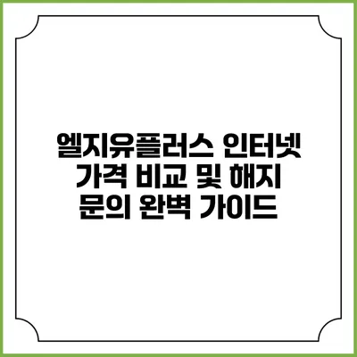 엘지유플러스 인터넷 가격 비교 및 해지 문의 완벽 가이드