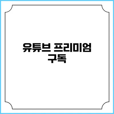 유튜브 프리미엄 구독