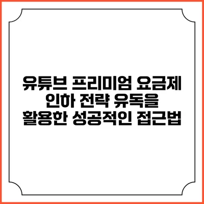 유튜브 프리미엄 요금제 인하 전략: 유독을 활용한 성공적인 접근법