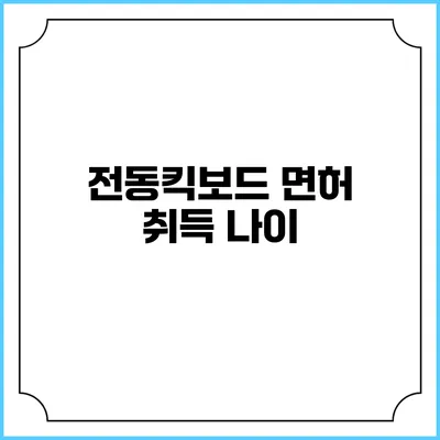 전동킥보드 면허 취득: 나이