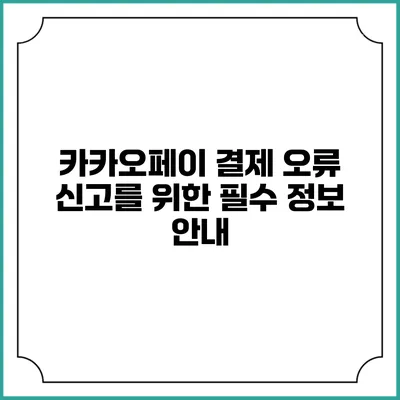 카카오페이 결제 오류 신고를 위한 필수 정보 안내