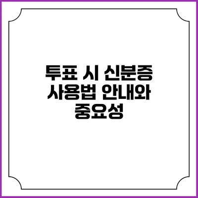 투표 시 신분증 사용법 안내와 중요성
