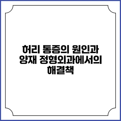 허리 통증의 원인과 양재 정형외과에서의 해결책