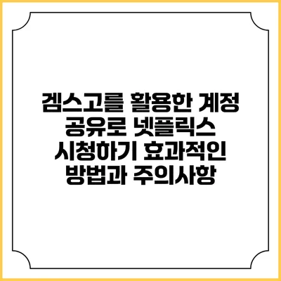겜스고를 활용한 계정 공유로 넷플릭스 시청하기: 효과적인 방법과 주의사항