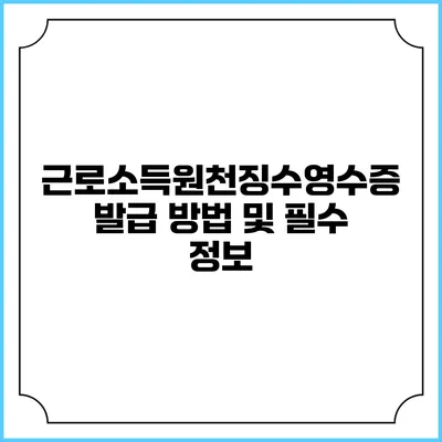근로소득원천징수영수증 발급 방법 및 필수 정보