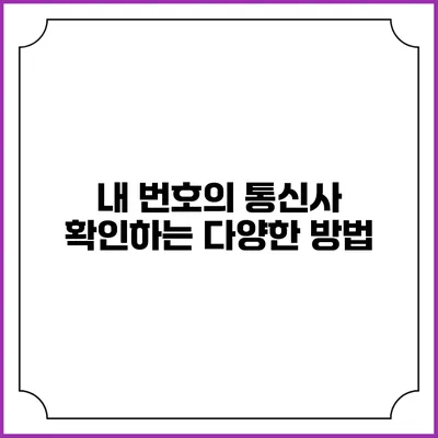 내 번호의 통신사 확인하는 다양한 방법
