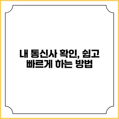 내 통신사 확인, 쉽고 빠르게 하는 방법