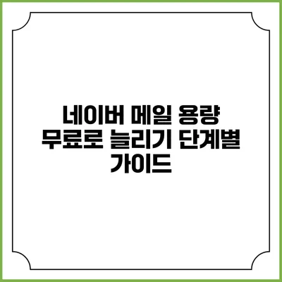 네이버 메일 용량 무료로 늘리기: 단계별 가이드