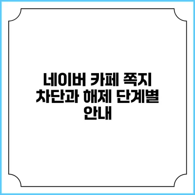 네이버 카페 쪽지 차단과 해제 단계별 안내