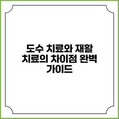 도수 치료와 재활 치료의 차이점 완벽 가이드