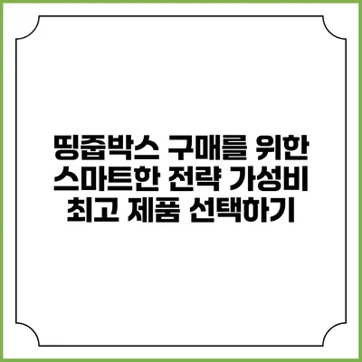 띵줍박스 구매를 위한 스마트한 전략: 가성비 최고 제품 선택하기