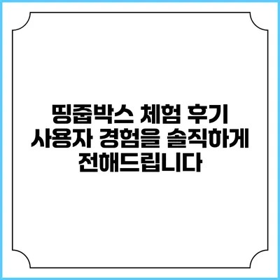 띵줍박스 체험 후기: 사용자 경험을 솔직하게 전해드립니다