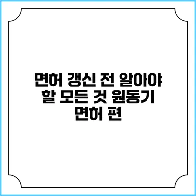 면허 갱신 전 알아야 할 모든 것: 원동기 면허 편