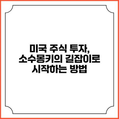 미국 주식 투자, 소수몽키의 길잡이로 시작하는 방법