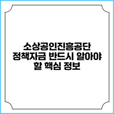 소상공인진흥공단 정책자금: 반드시 알아야 할 핵심 정보