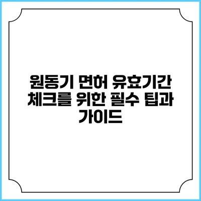 원동기 면허 유효기간 체크를 위한 필수 팁과 가이드
