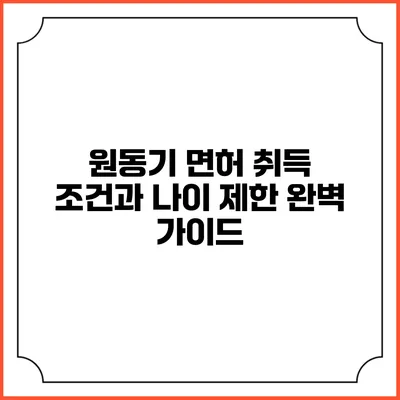 원동기 면허 취득 조건과 나이 제한 완벽 가이드