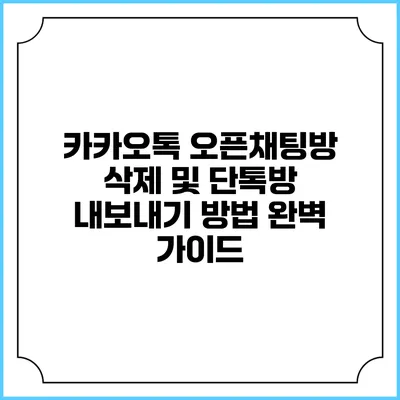 카카오톡 오픈채팅방 삭제 및 단톡방 내보내기 방법 완벽 가이드