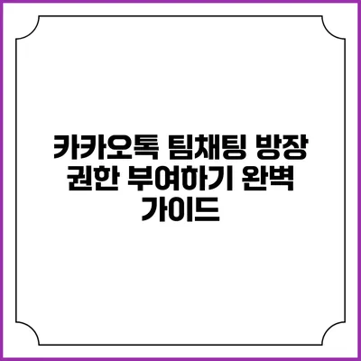 카카오톡 팀채팅 방장 권한 부여하기 완벽 가이드
