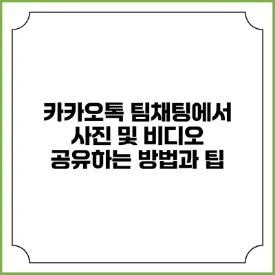 카카오톡 팀채팅에서 사진 및 비디오 공유하는 방법과 팁