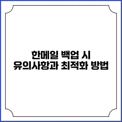 한메일 백업 시 유의사항과 최적화 방법