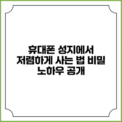 휴대폰 성지에서 저렴하게 사는 법: 비밀 노하우 공개